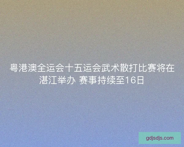 粤港澳全运会十五运会武术散打比赛将在湛江举办 赛事持续至16日